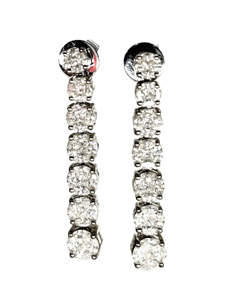 Boucles d'oreilles Pendantes en or blanc et diamants - Castafiore