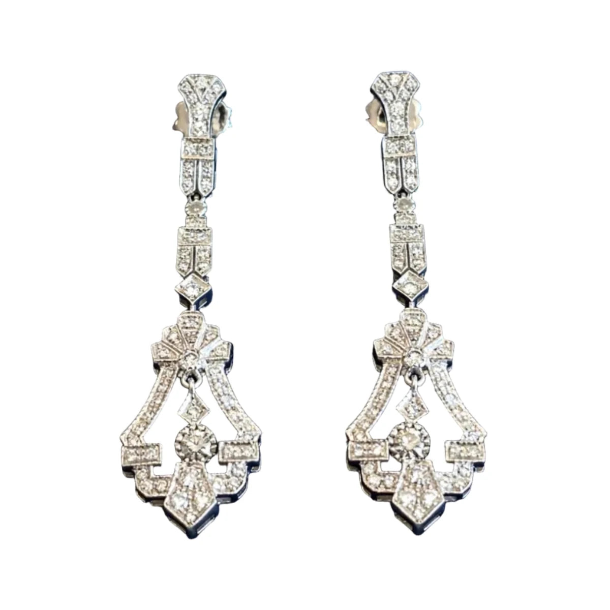 Boucles d'oreilles Pendantes en or blanc et diamants - Castafiore