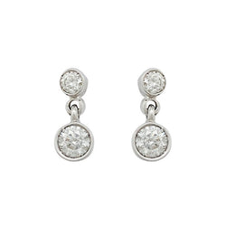 Boucles d'oreilles pendantes en or blanc et diamants - Castafiore
