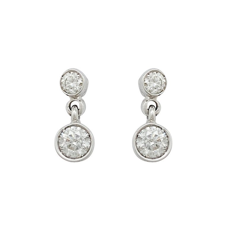 Boucles d'oreilles pendantes en or blanc et diamants - Castafiore