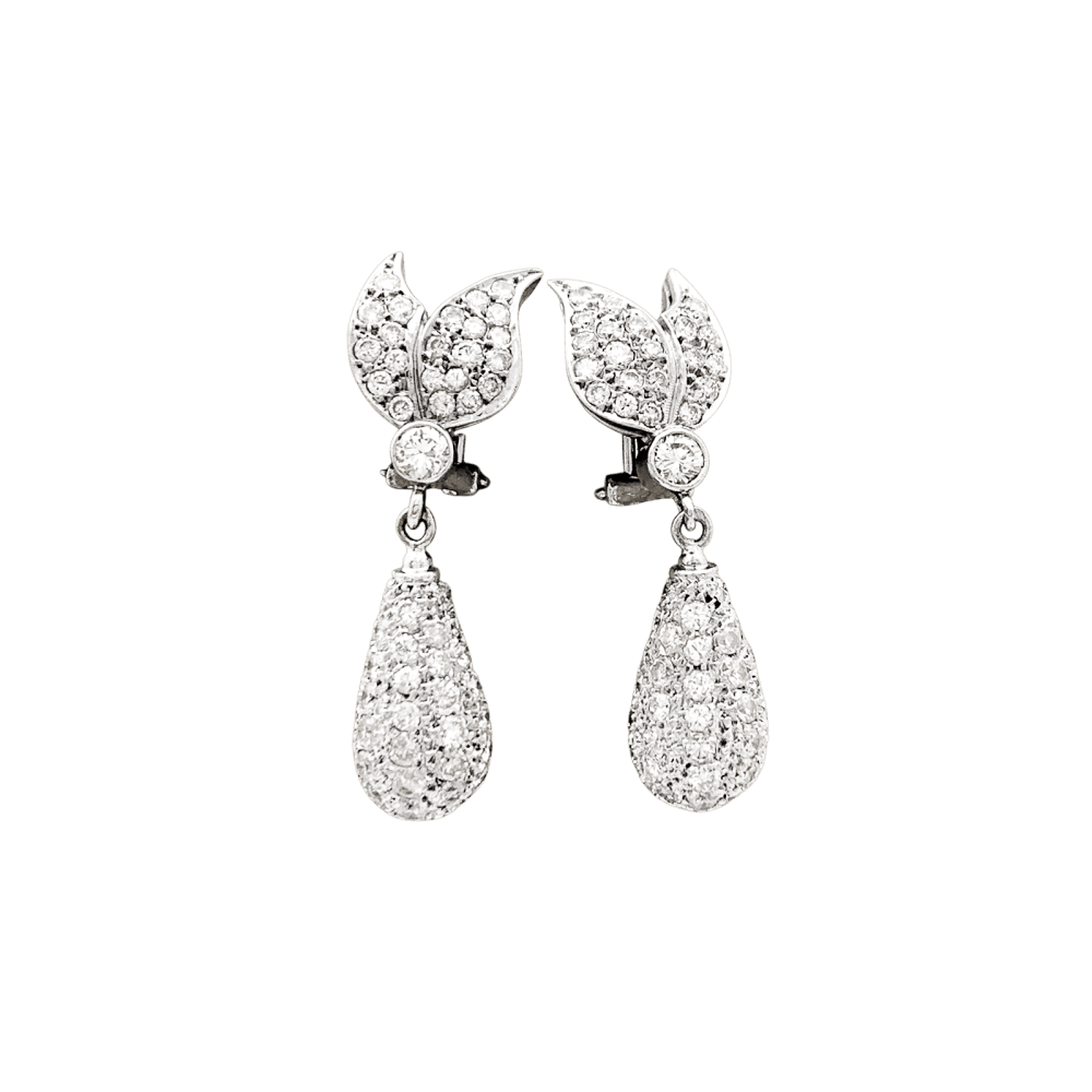 Boucles d'oreilles Pendantes en or blanc et diamants - Castafiore