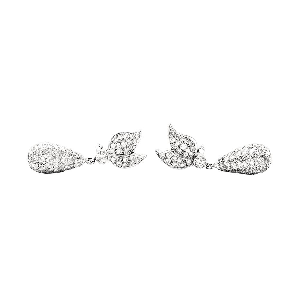 Boucles d'oreilles Pendantes en or blanc et diamants - Castafiore