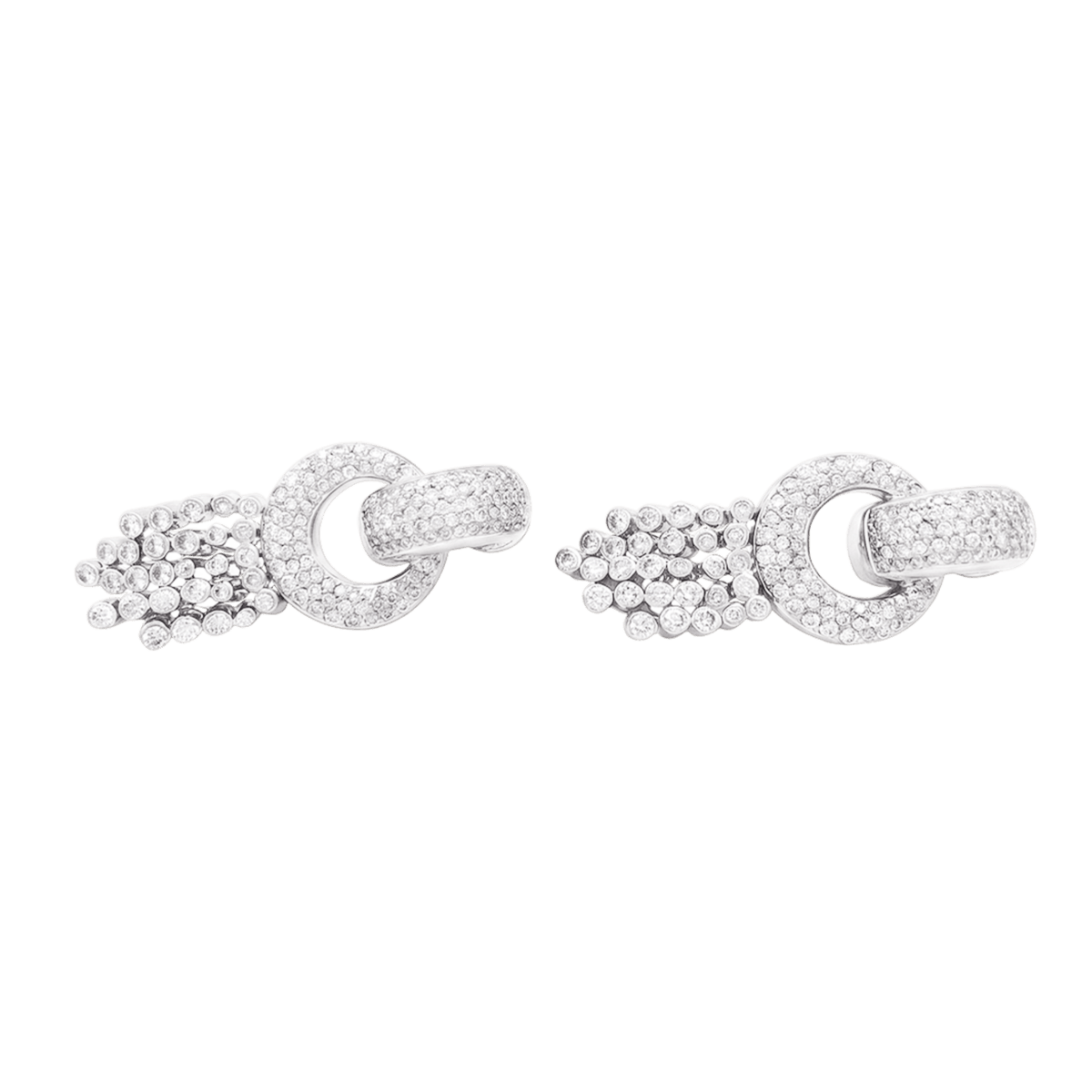 Boucles d'oreilles pendantes en or blanc et diamants - Castafiore