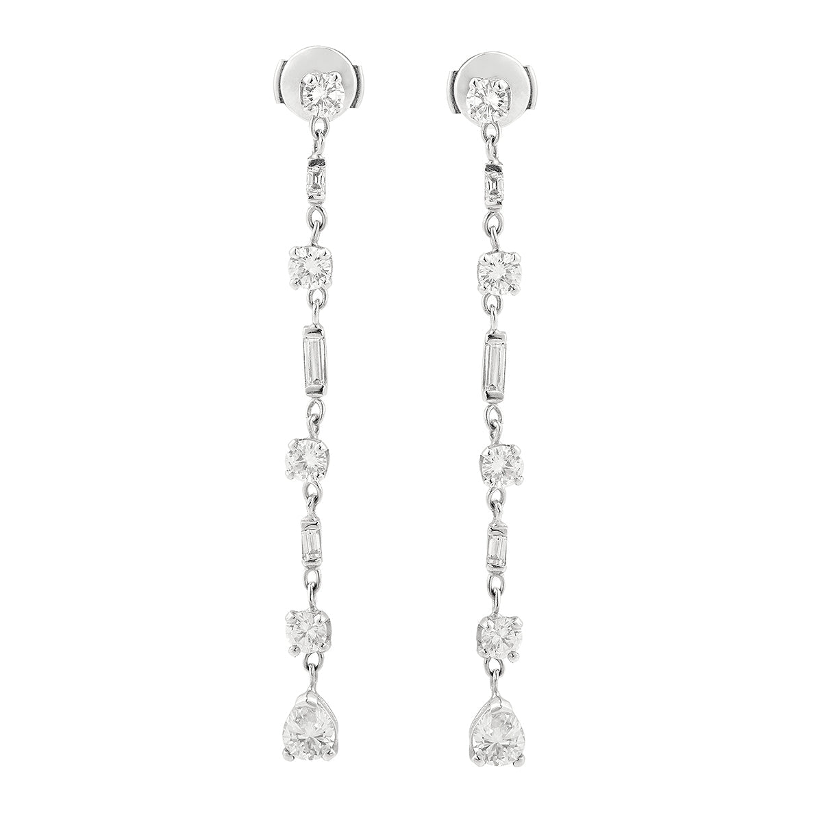 Boucles d’oreilles Pendantes en or blanc et diamants - Castafiore