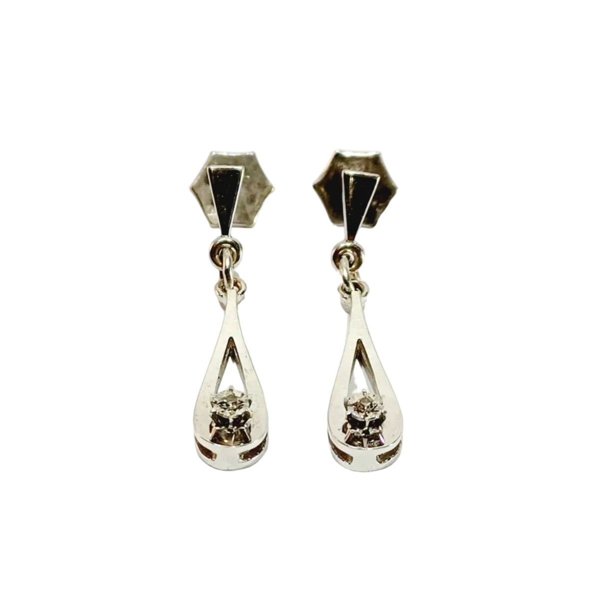 Boucles d’oreilles Pendantes en or blanc et diamants - Castafiore