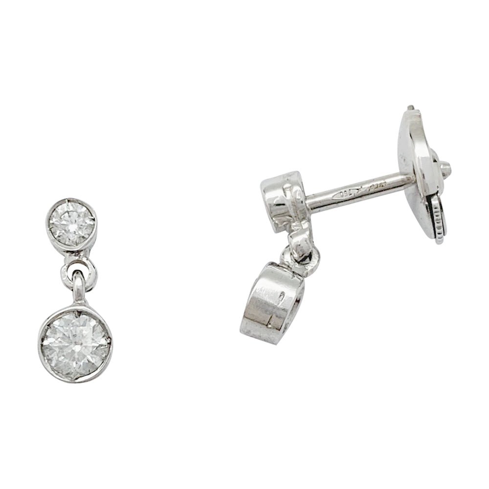 Boucles d'oreilles pendantes en or blanc et diamants - Castafiore