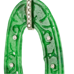 Boucles d'oreilles Pendantes en or blanc, jade et diamants - Castafiore