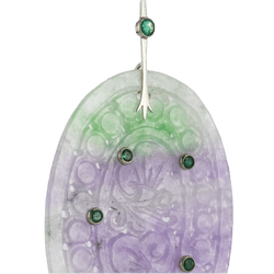 Boucles d'oreilles Pendantes en or blanc, jade et émeraudes - Castafiore