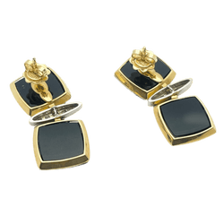 Boucles d'oreilles Pendantes en or blanc, or jaune, onyx, émail et diamants - Castafiore