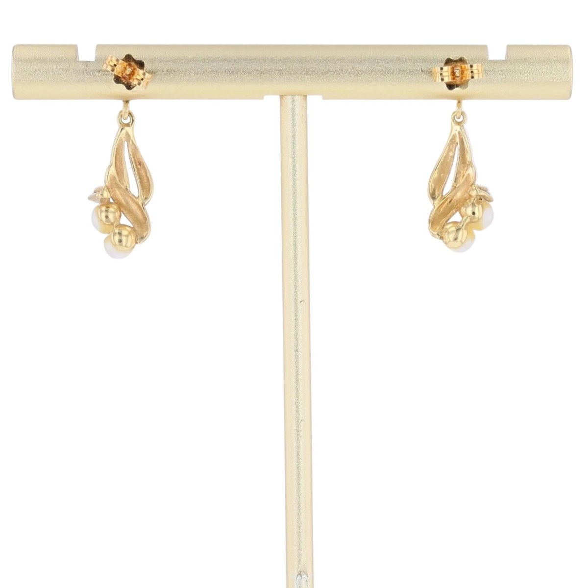 Boucles d'oreilles Pendantes en or blanc, or jaune, perles et diamants - Castafiore
