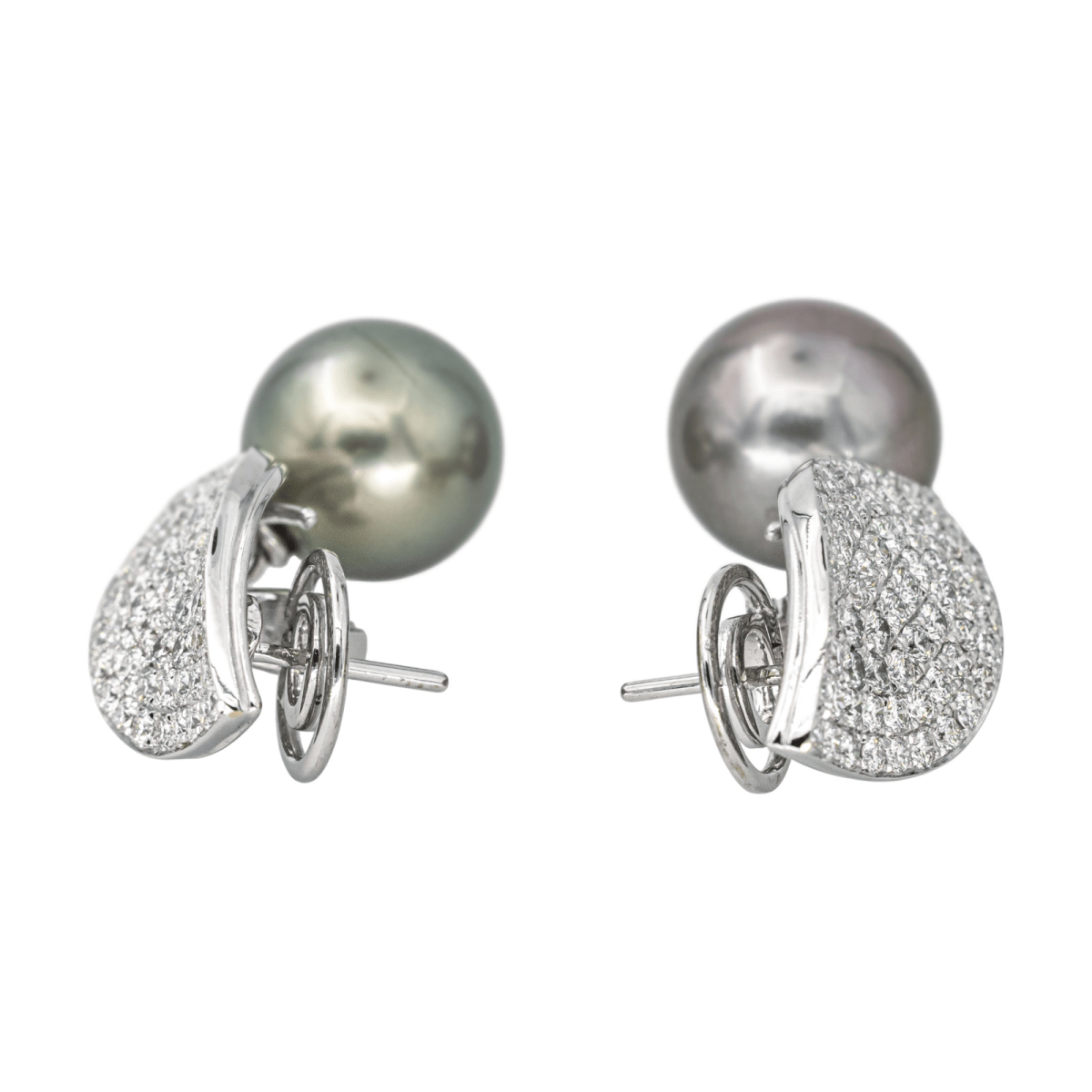 Boucles d'oreilles Pendantes en or blanc, perles et diamant - Castafiore