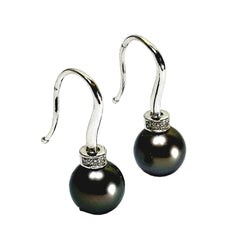 Boucles d'oreilles Pendantes en or blanc, perles et diamants - Castafiore