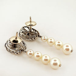 Boucles d'oreilles Pendantes en or blanc perles et diamants - Castafiore