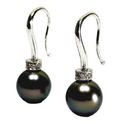 Boucles d'oreilles Pendantes en or blanc, perles et diamants - Castafiore