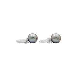 Boucles d'oreilles Pendantes en or blanc, perles et diamants - Castafiore