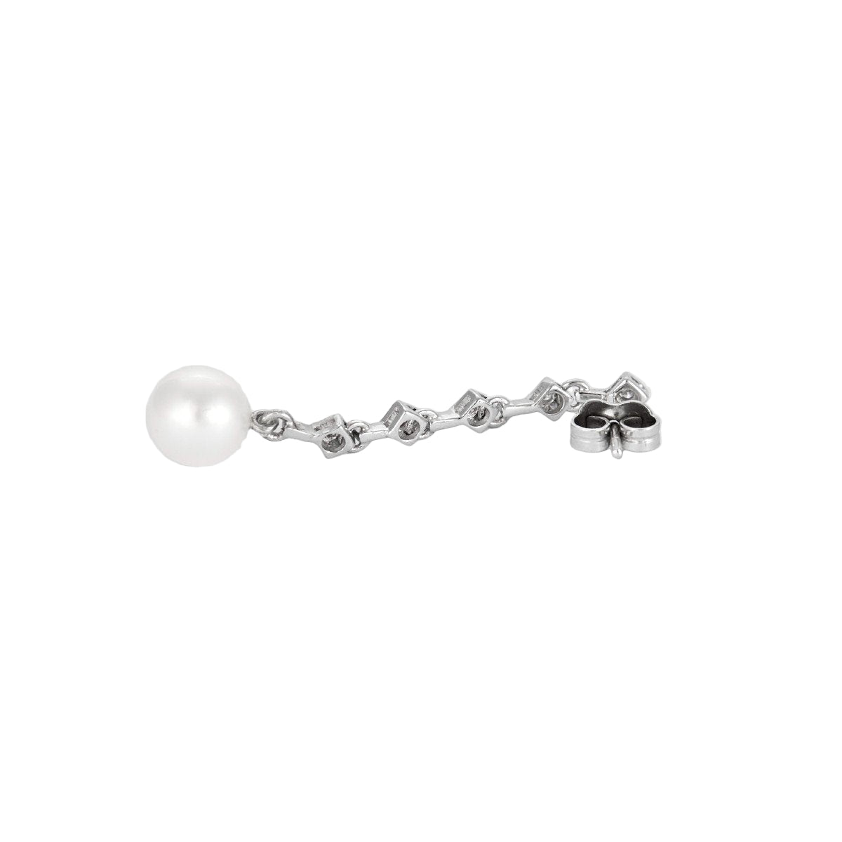 Boucles d'oreilles Pendantes en or blanc, perles et diamants - Castafiore