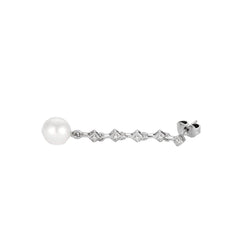 Boucles d'oreilles Pendantes en or blanc, perles et diamants - Castafiore