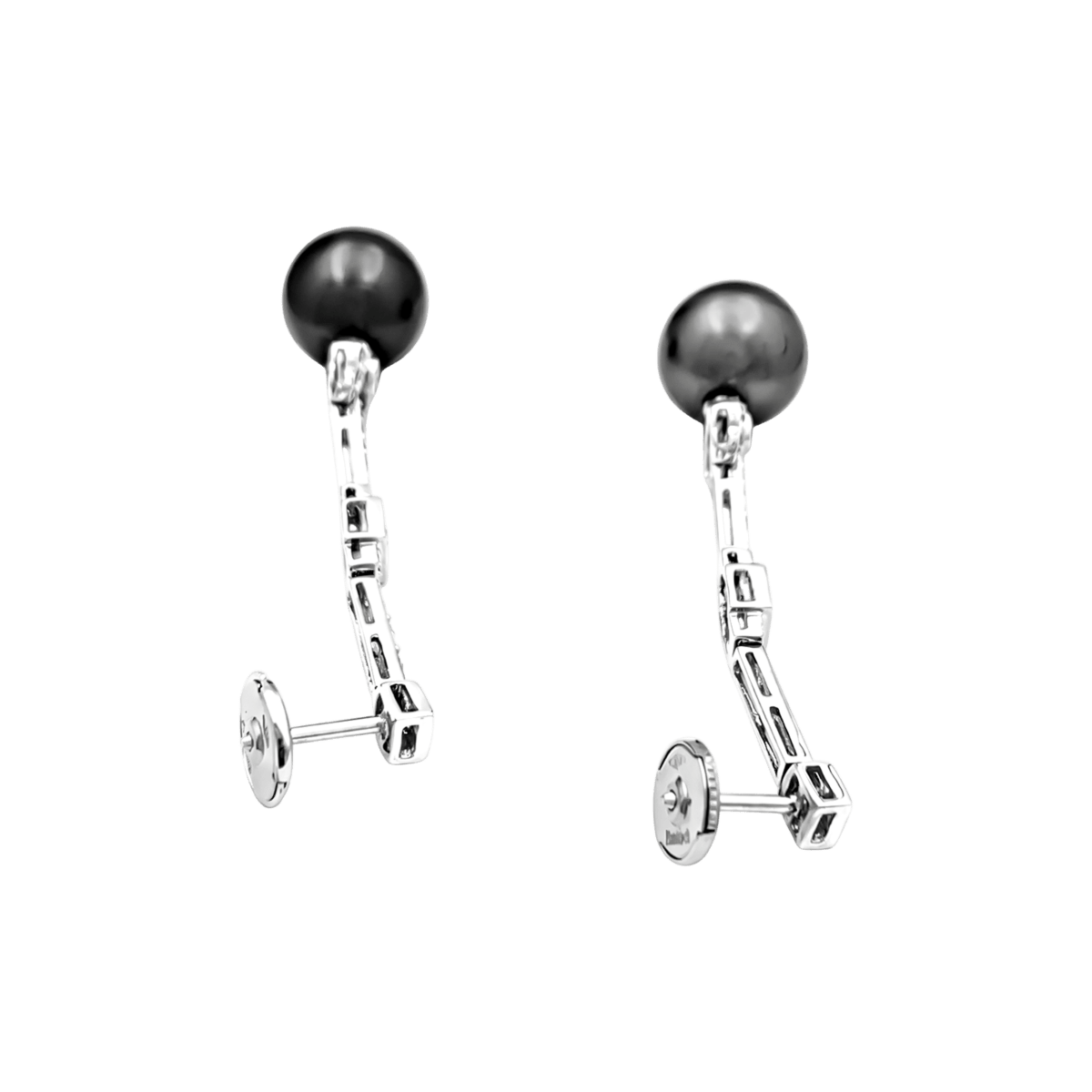 Boucles d'oreilles Pendantes en or blanc, perles et diamants - Castafiore