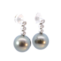 Boucles d'oreilles Pendantes en or blanc, perles et diamants - Castafiore