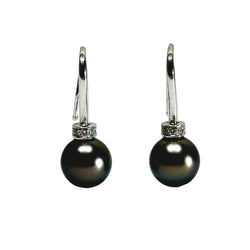 Boucles d'oreilles Pendantes en or blanc, perles et diamants - Castafiore