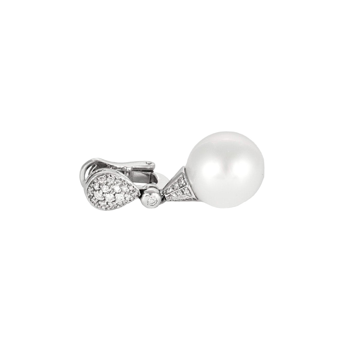 Boucles d'oreilles Pendantes en or blanc, perles et diamants - Castafiore