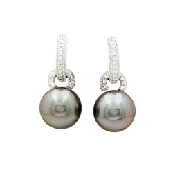 Boucles d'oreilles Pendantes en or blanc, perles et diamants - Castafiore