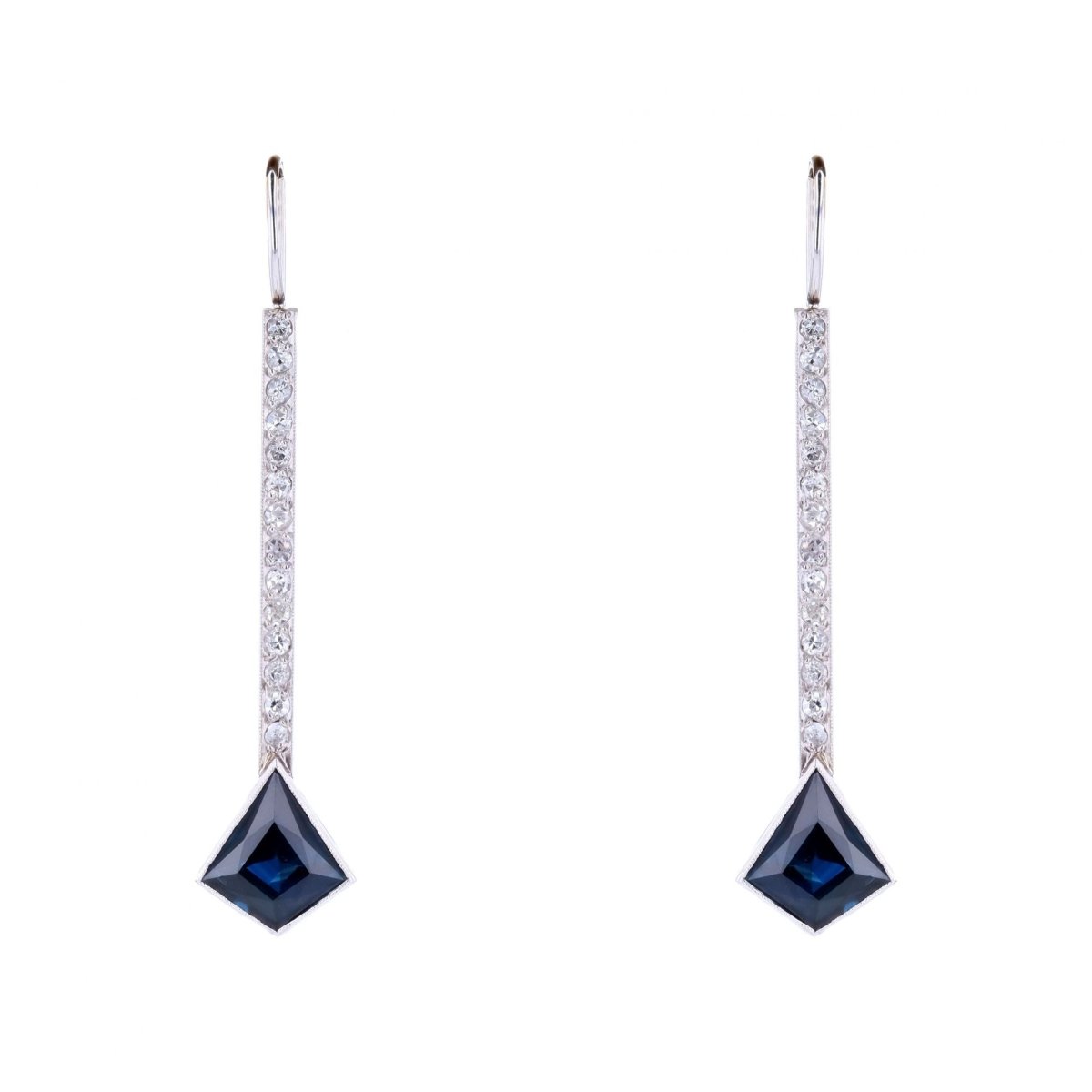 Boucles d'oreilles Pendantes en or blanc, platine, - Castafiore