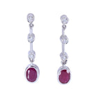 Boucles d'oreilles Pendantes en or blanc, rubis, et diamants - Castafiore