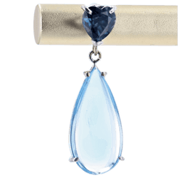 Boucles d'oreilles Pendantes en or blanc, saphirs et aigue - marines - Castafiore