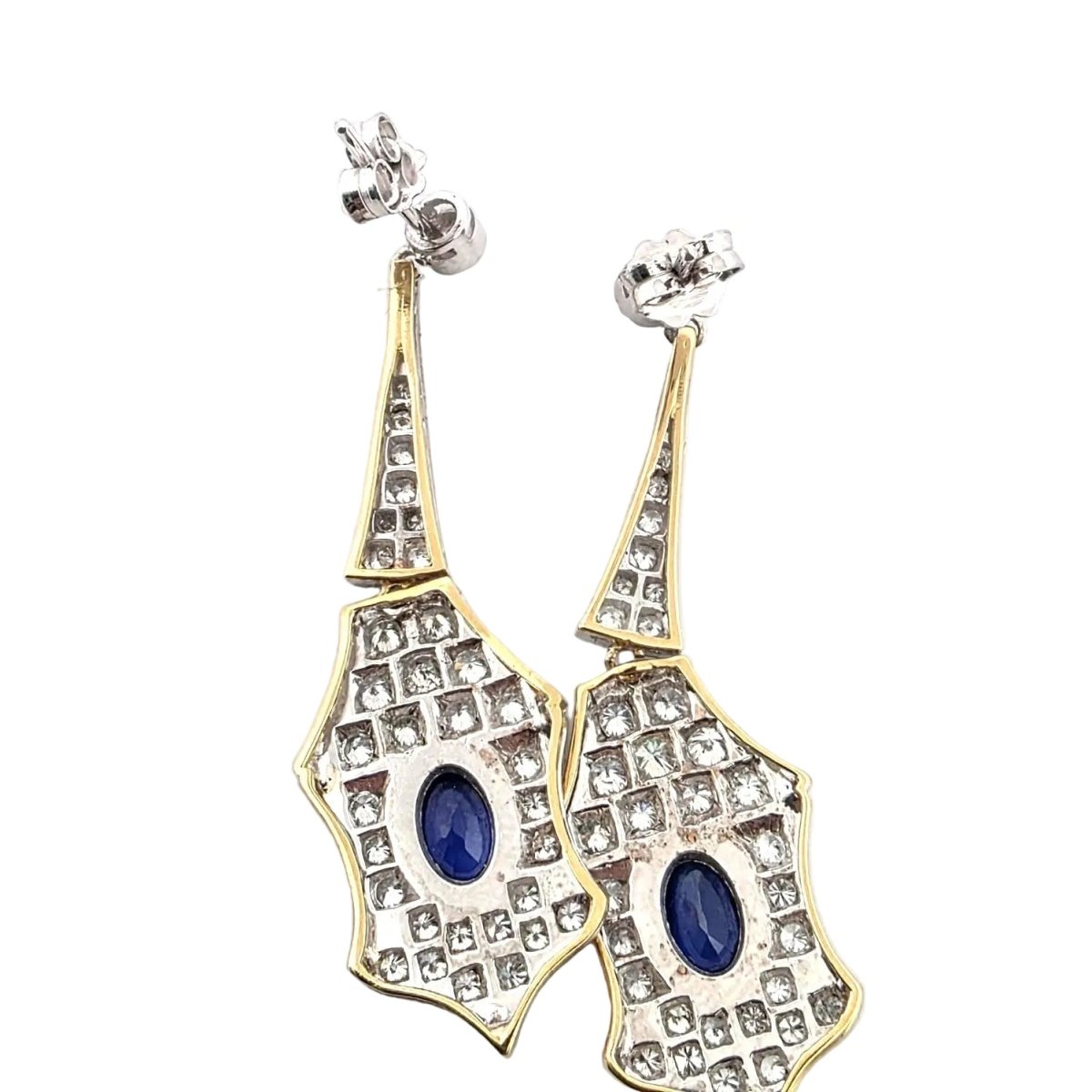 Boucles d'oreilles Pendantes en or blanc, saphirs et diamants - Castafiore