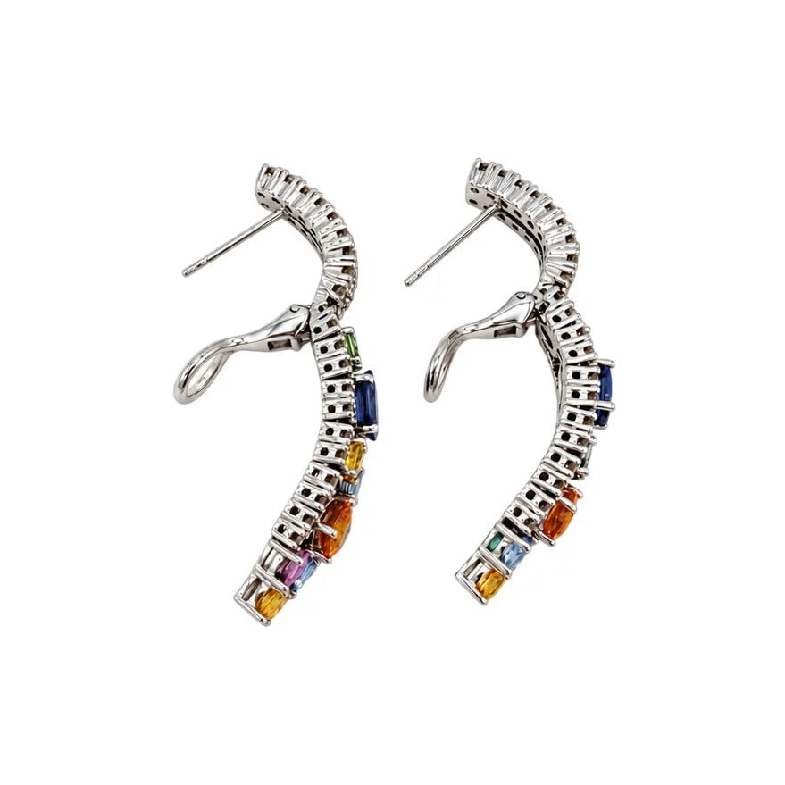 Boucles d’oreilles Pendantes en or blanc, saphirs et diamants - Castafiore