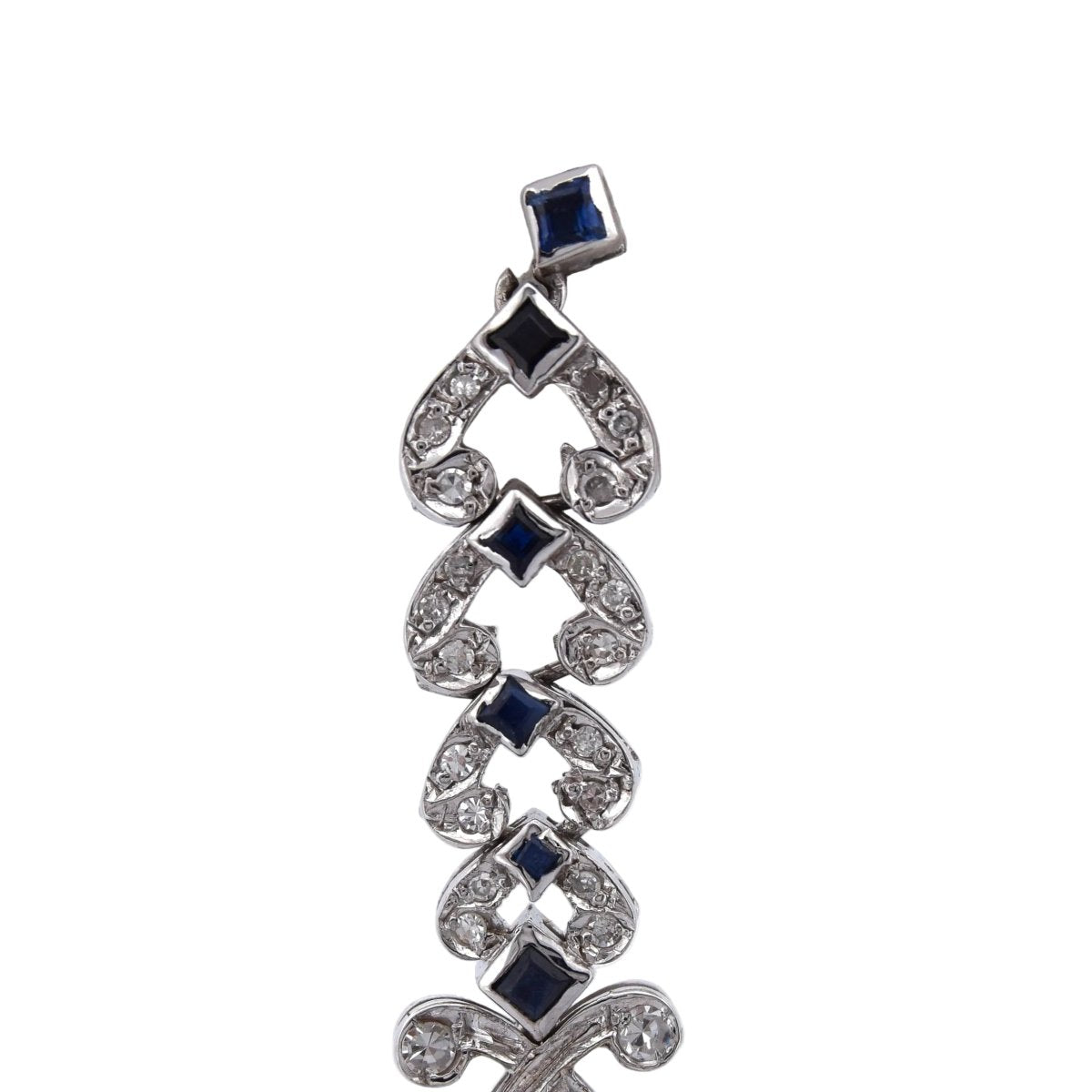 Boucles d'oreilles Pendantes en or blanc, saphirs et diamants - Castafiore