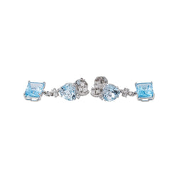 Boucles d'oreilles Pendantes en or blanc, topazes et diamants - Castafiore