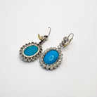 Boucles d'oreilles Pendantes en or blanc, turquoise et diamants - Castafiore