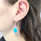 Boucles d'oreilles Pendantes en or blanc, turquoise et diamants - Castafiore