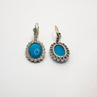 Boucles d'oreilles Pendantes en or blanc, turquoise et diamants - Castafiore