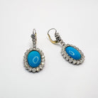 Boucles d'oreilles Pendantes en or blanc, turquoise et diamants - Castafiore