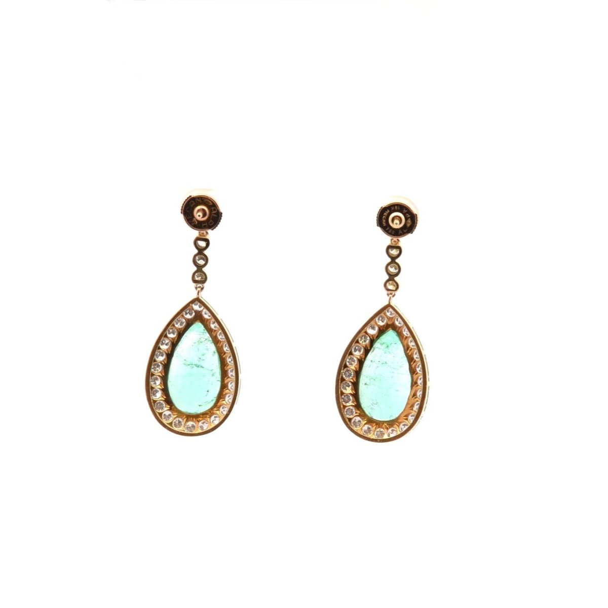 Boucles d'oreilles Pendantes en or, émeraudes et diamants - Castafiore
