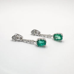 Boucles d'oreilles Pendantes en or, émeraudes et diamants - Castafiore