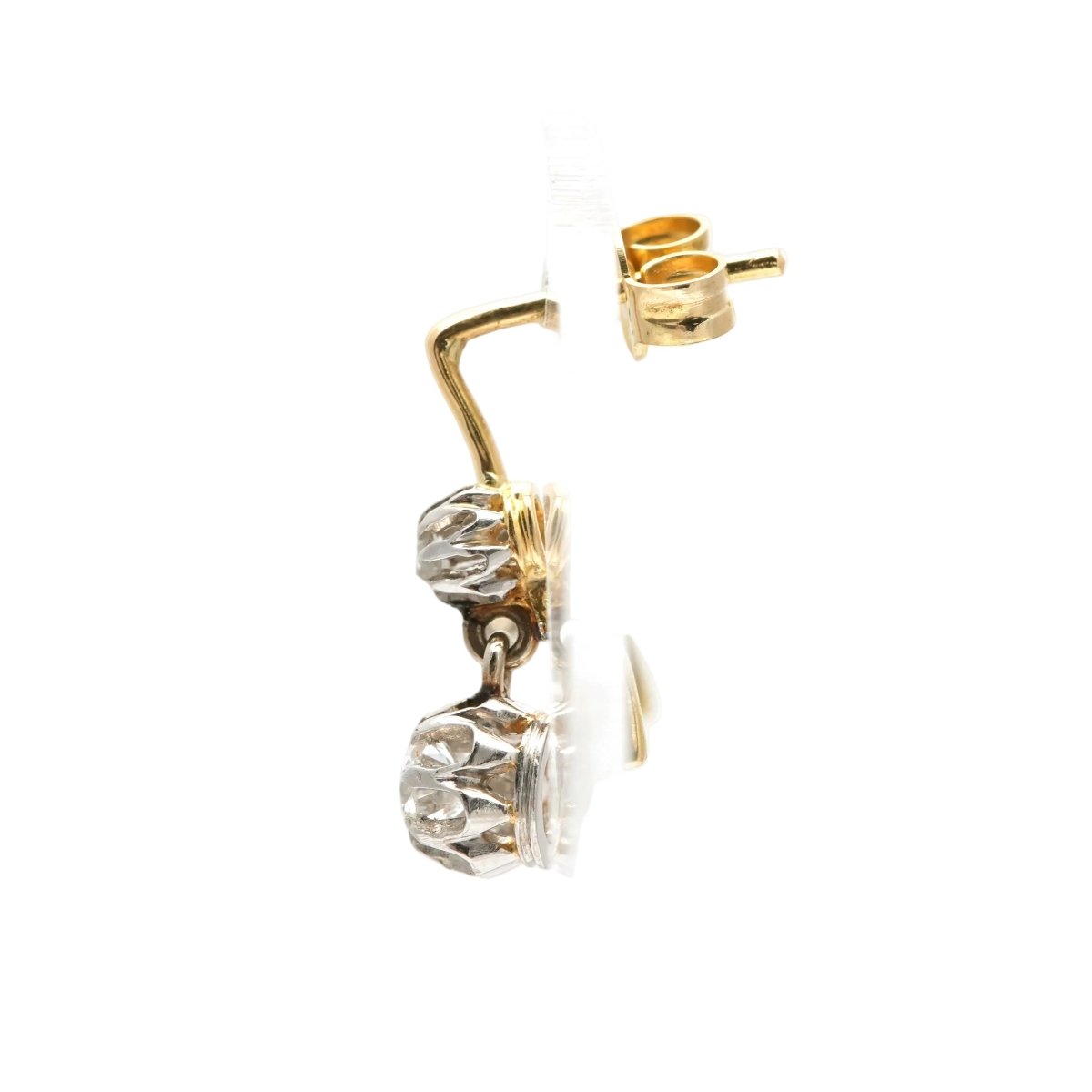 Boucles d'oreilles Pendantes en or jaune, argent et diamants - Castafiore