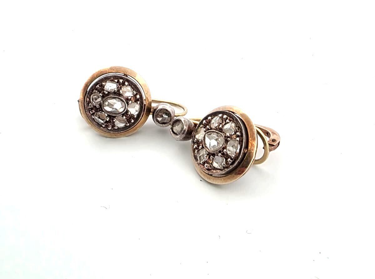 Boucles d'oreilles Pendantes en or jaune, argent et diamants - Castafiore