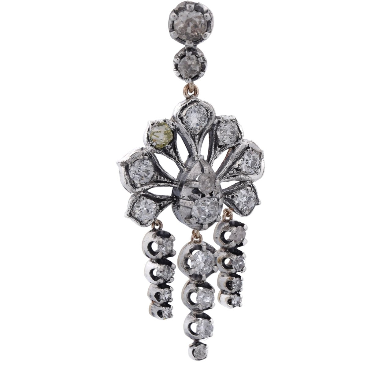 Boucles d'oreilles Pendantes en or jaune, argent et diamants - Castafiore