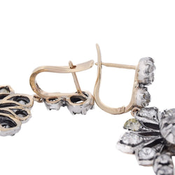 Boucles d'oreilles Pendantes en or jaune, argent et diamants - Castafiore