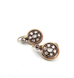 Boucles d'oreilles Pendantes en or jaune, argent et diamants - Castafiore