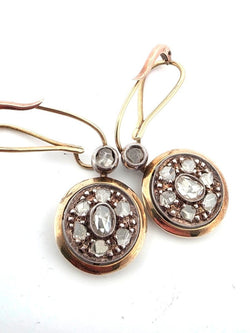 Boucles d'oreilles Pendantes en or jaune, argent et diamants - Castafiore