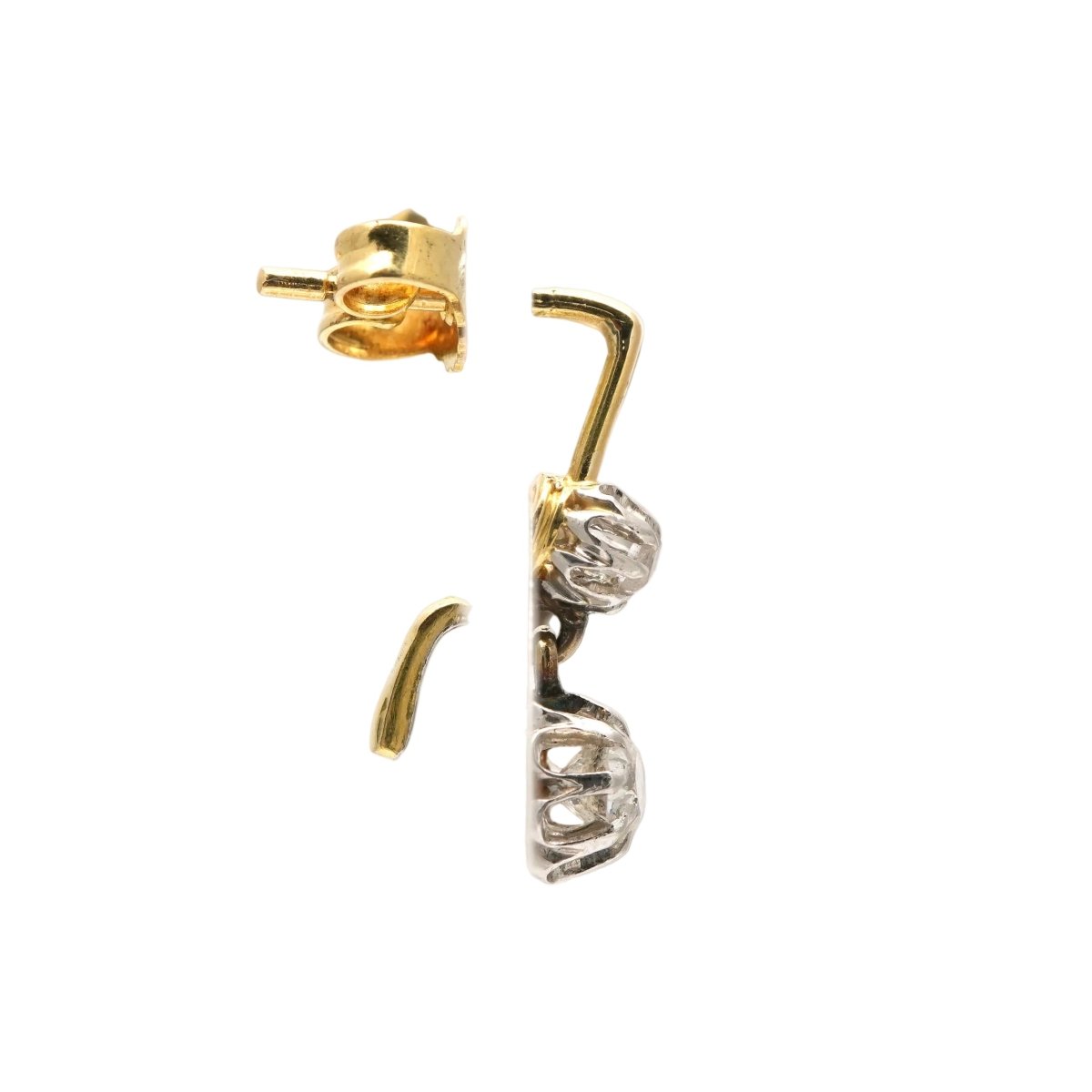 Boucles d'oreilles Pendantes en or jaune, argent et diamants - Castafiore