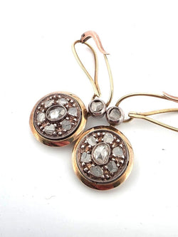 Boucles d'oreilles Pendantes en or jaune, argent et diamants - Castafiore