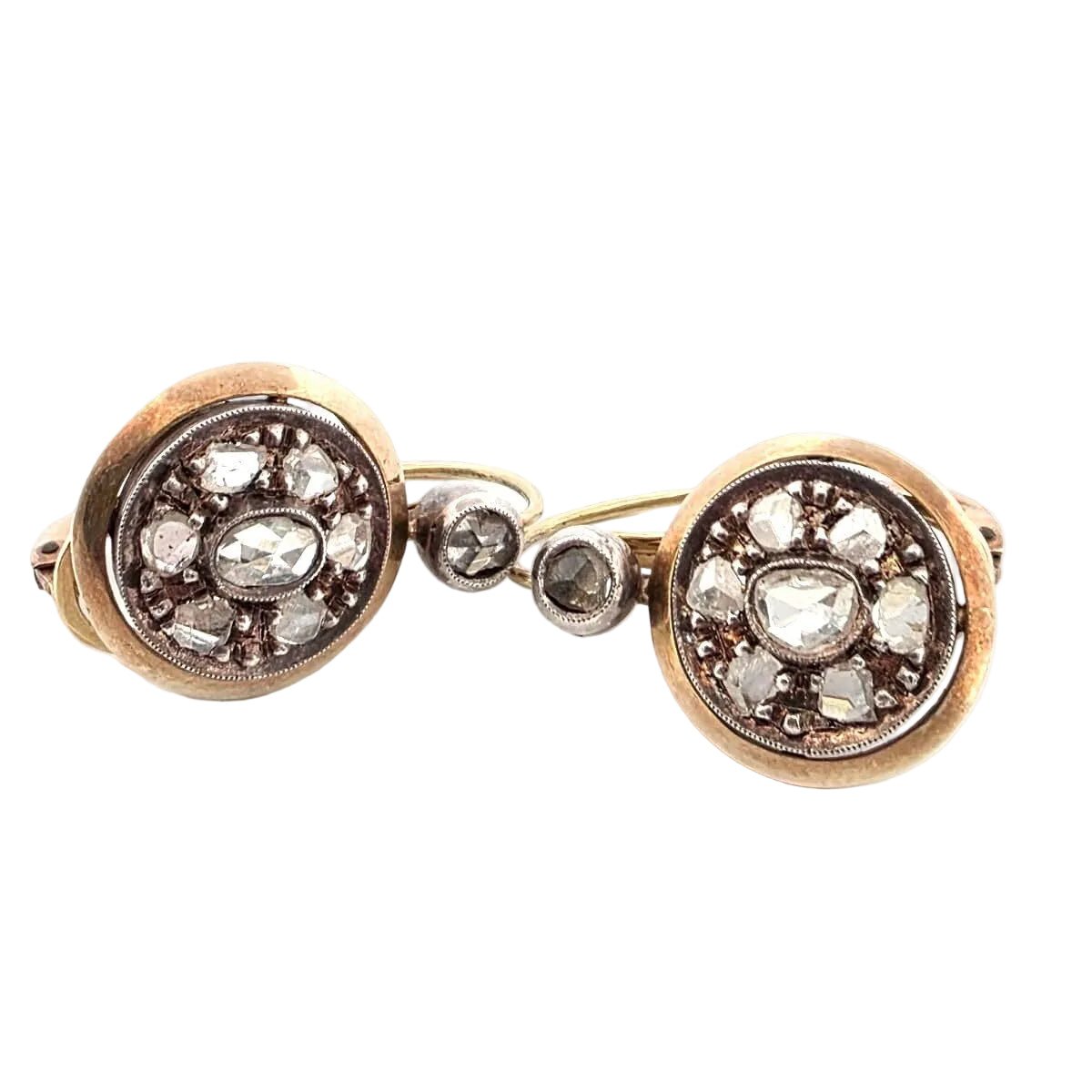 Boucles d'oreilles Pendantes en or jaune, argent et diamants - Castafiore