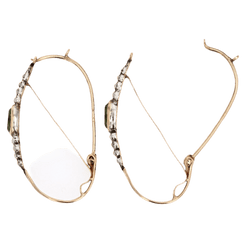 Boucles d'oreilles Pendantes en or jaune, argent et perles - Castafiore