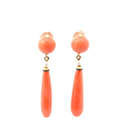 Boucles d'oreilles Pendantes en or jaune, corail et perles - Castafiore